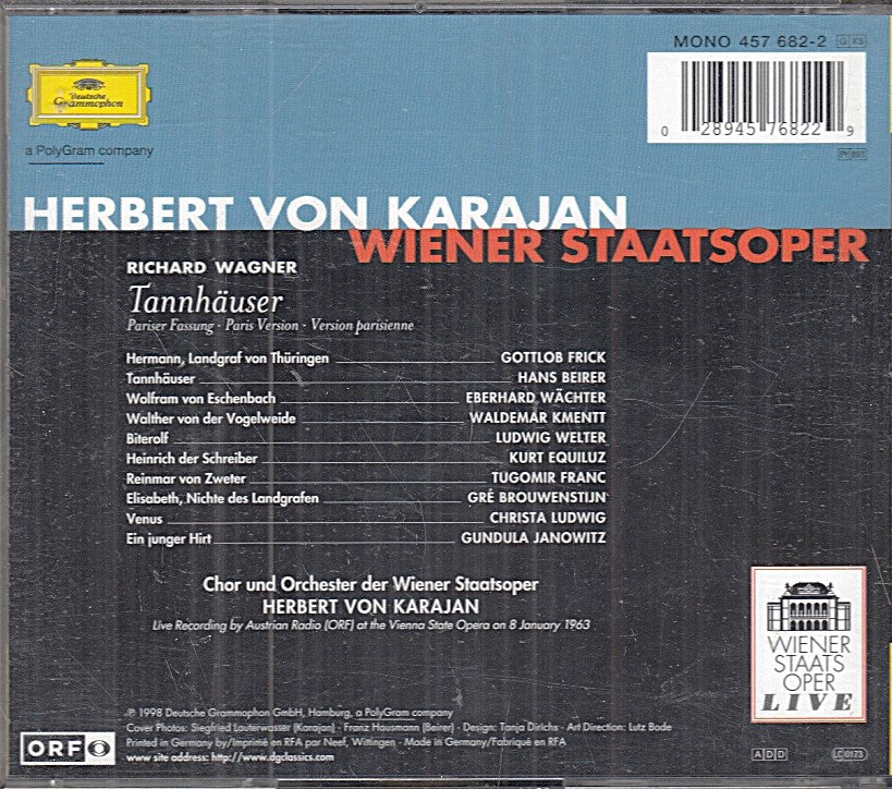 MCD- CD WAGNER TANNHAEUSER KARAJAN DEUTSCHE GRAMMOPHON 3 CD - ZCD9