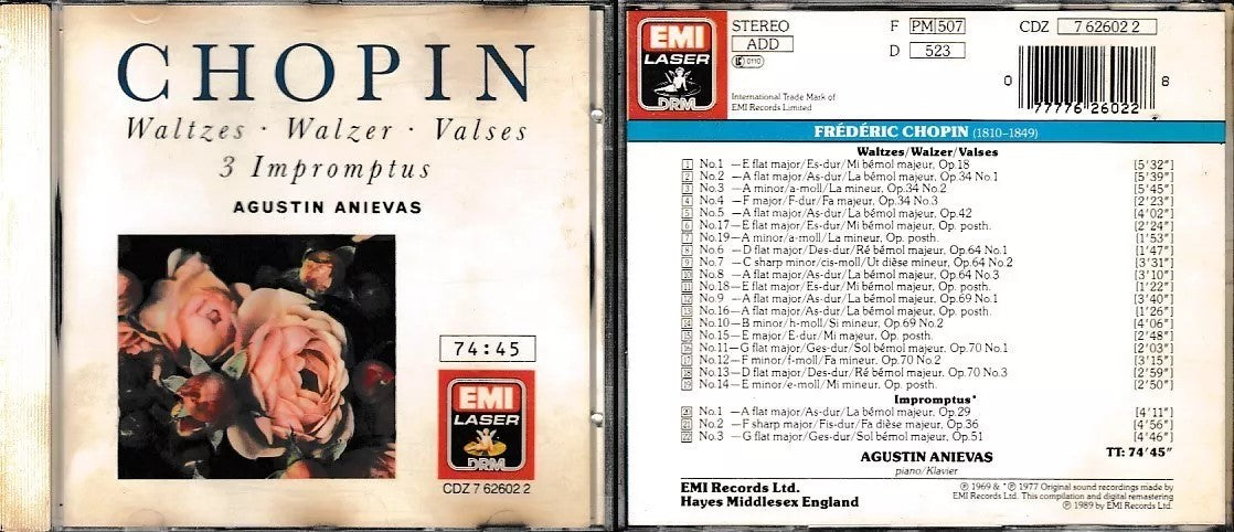 MCD- CD CHOPIN WALZER IMPROMPTUS AGUSTIN ANIEVAS EMI - ZCD14