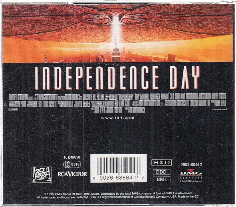 MCD- CD ARNOLD INDEPENDENCE DAY ORIGINAL SOUNDTRACK RECORDING BMG- ZCD12