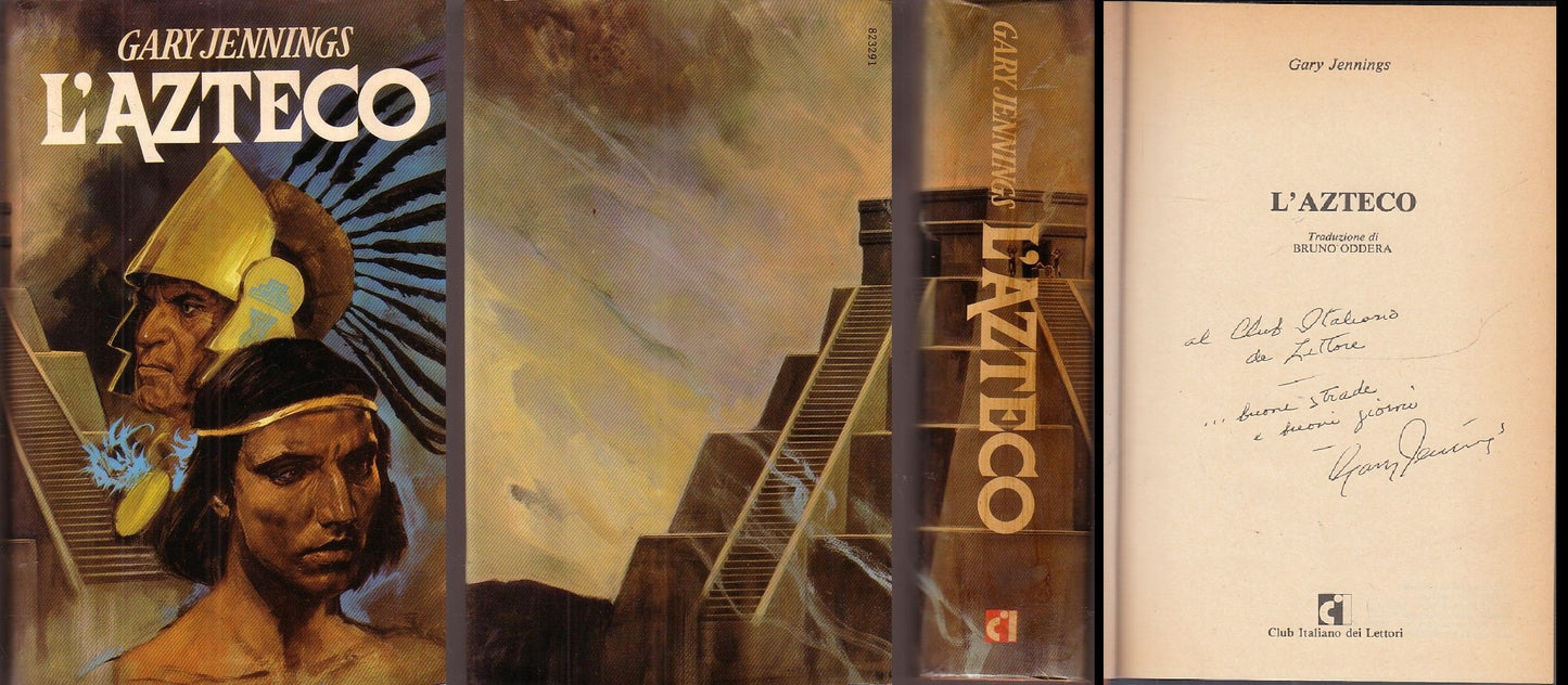 LN- L'AZTECO DEDICA FIRMATA AUTOGRAFO RARO - GARY JENNINGS ---- 1981- CS- XFS57
