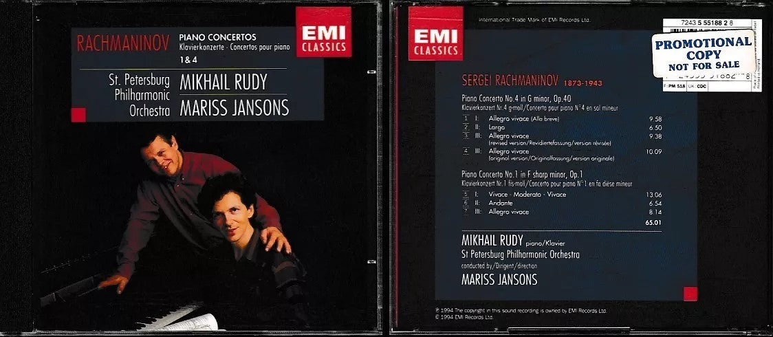 MCD- CD RACHMANINOV - PIANO CONCERTOD OP 1 40 - MIKHAIL RUDY JANSONS EMI - ZCD14