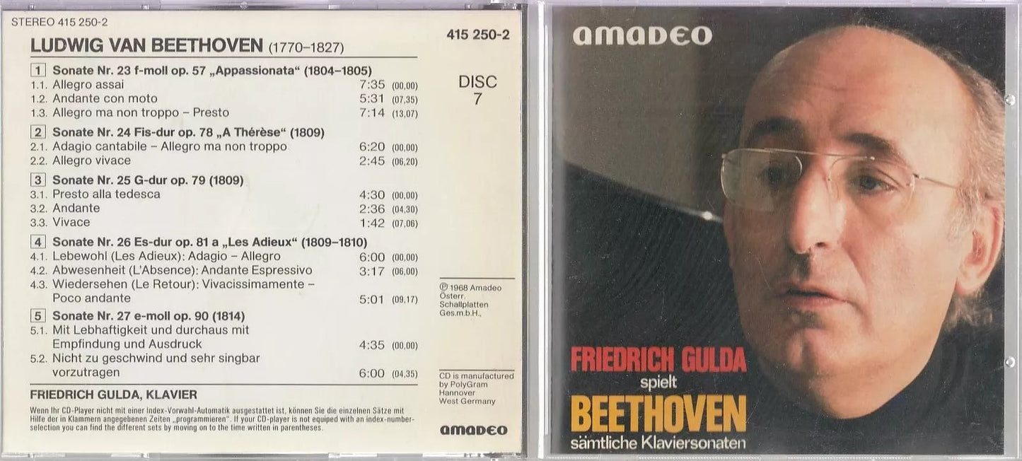 MCD- CD BEETHOVEN KLAVIERSONATEN APPASSIONATA THERESE GOULDA AMADEO - ZCD14