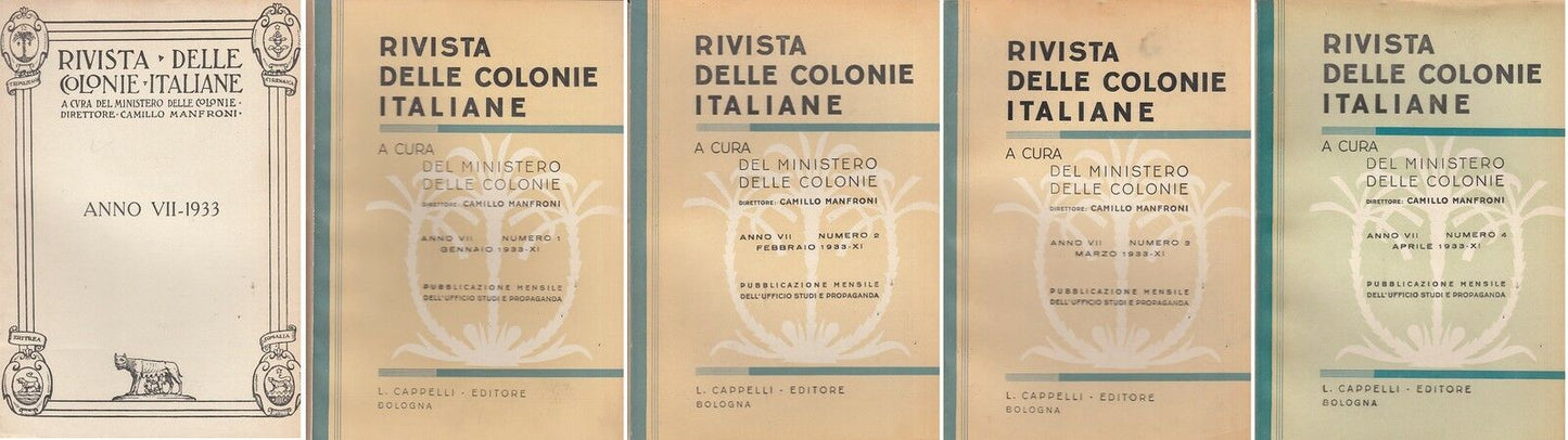 LR- RIVISTA DELLE COLONIE ANNO VII 13 VOLUMI -- CAPPELLI --- 1933 - B- MLT