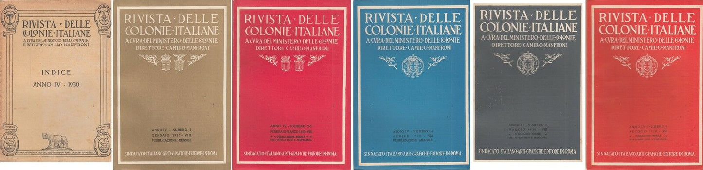 LR- RIVISTA DELLE COLONIE ANNO IV 12 MESI + INDICE COMPLETA----- 1930- B- MLT