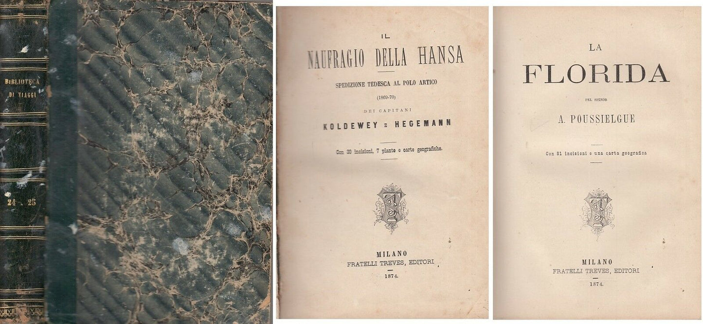 LS- BIBLIOTECA DI VIAGGI XXIV NAUFRAGIO HANSA FLORIDA-- TREVES--- 1874 - C- YDS6