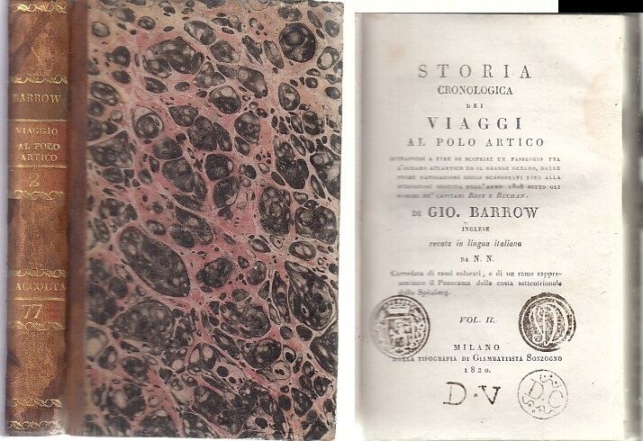 LH- RACCOLTA DI VIAGGI AL POLO ARTICO GIO BARROW TOMO XXIX----- 1820- C- YFS378
