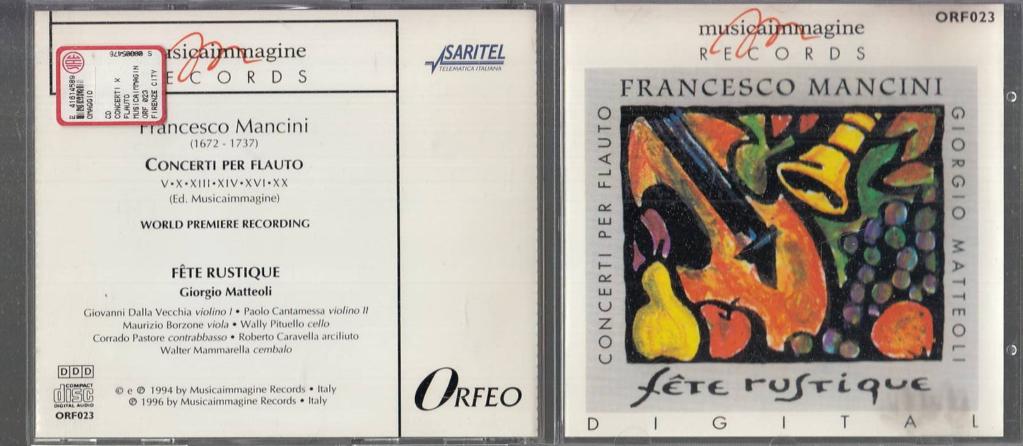 MCD- CD MANCINI CONCERTI PER FLAUTO MATTEOLI FETE RUSTIQUE- 1996-- ZCD9