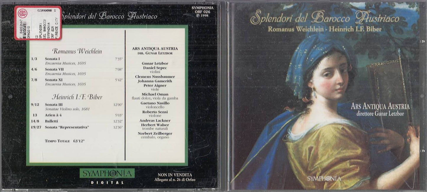 MCD- CD WEICHLEIN BIBER- SPLENDORE BAROCCO AUSTRIACO- LETZBOR--- 1998--ZCD1