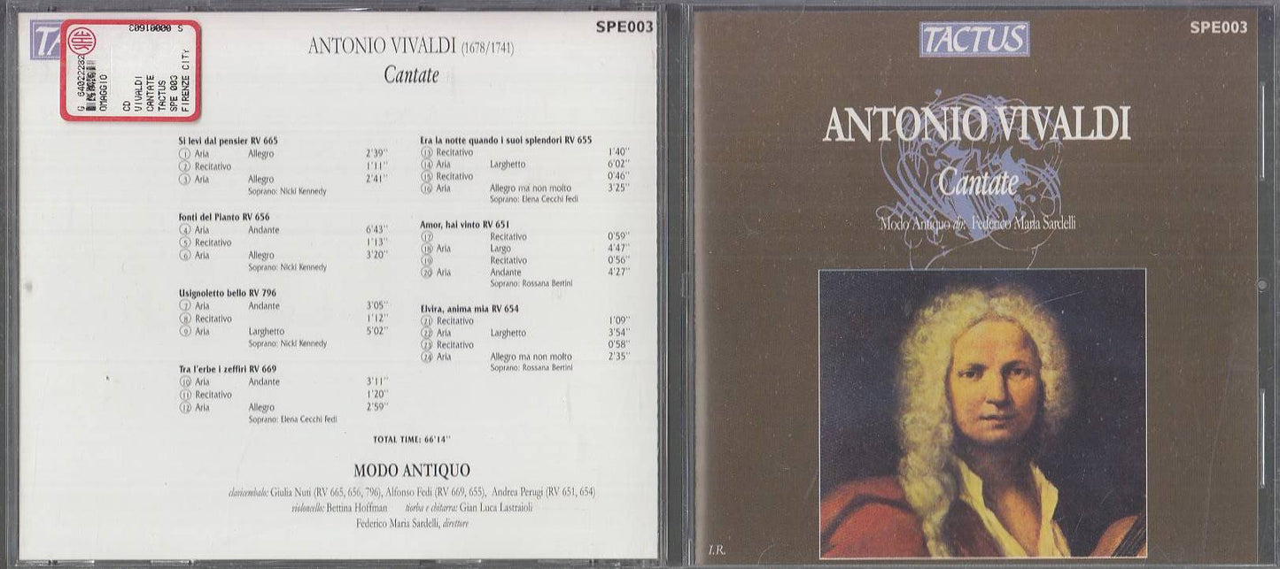 MCD- CD ANTONIO VIVALDI - CANTATE - MODO ANTIQUO SARDELLI -- TACTUS - 2000 -- ZCD1