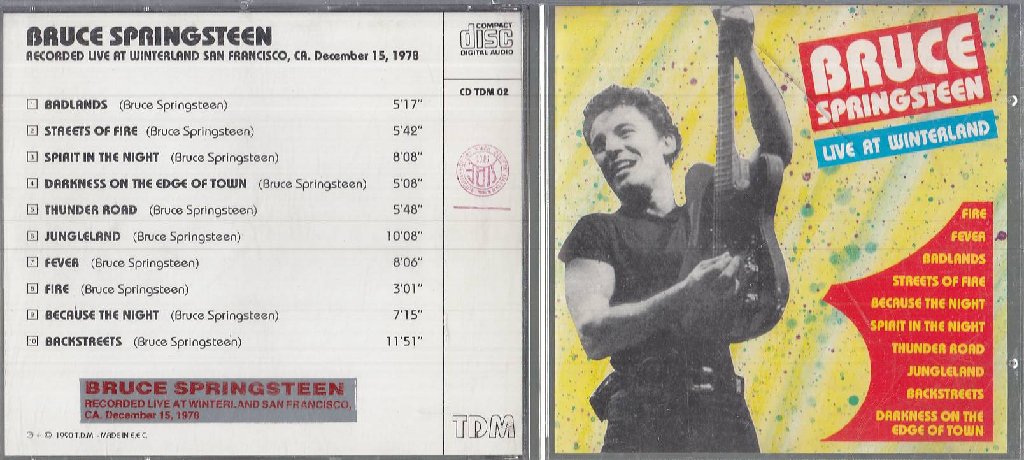 MCD- CD BRUCE SPRINGSTEEN - LIVE AT WINTERLAND --- T.D.M. - 1990 -- ZCD4