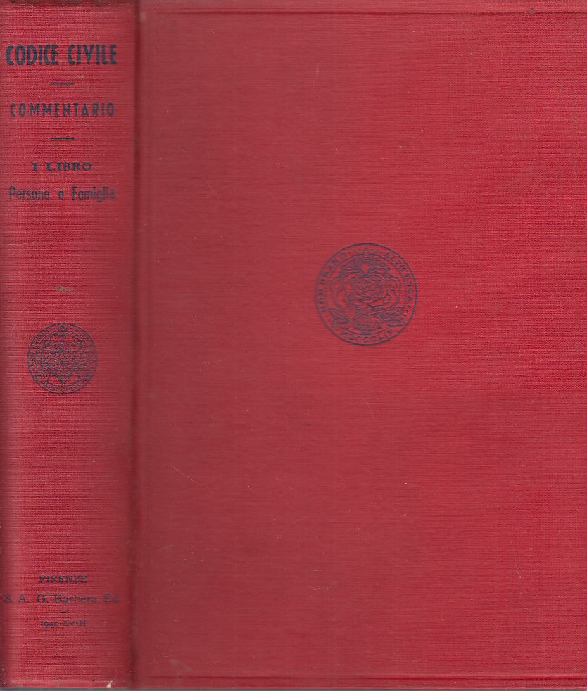 LZ- CODICE CIVILE LIBRO PRIMO PERSONE FAMIGLIA-- BARBERA--- 1940- C- YDS517
