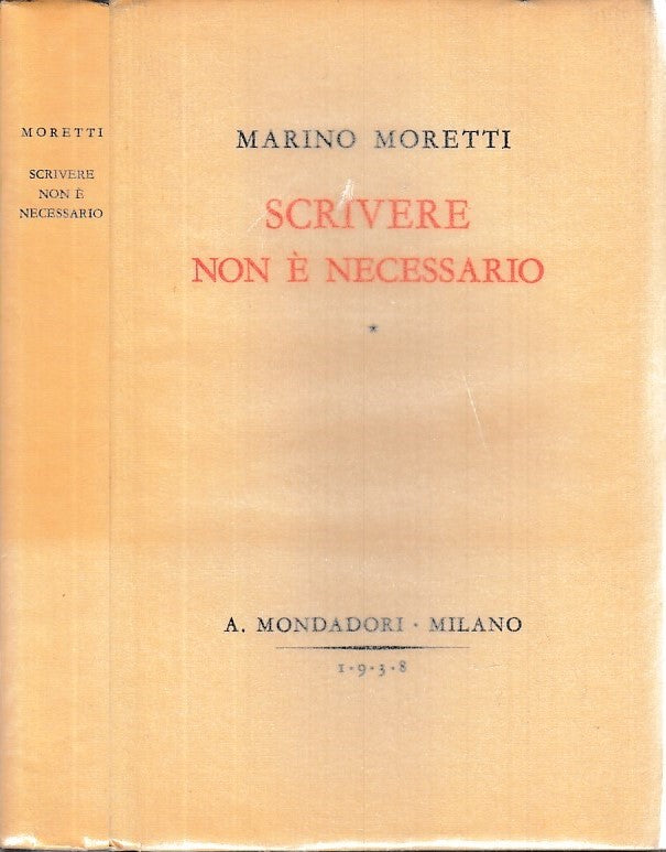 LN- SCRIVERE NON E' NECESSARIO- MARINO MORETTI- MONDADORI--- 1938- B- XDS11