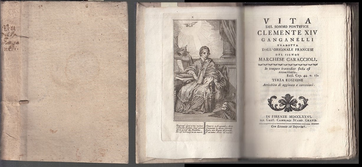 LH- VITA SOMMO PONTEFICE CLEMENTE XIV - CARACCIOLI - CAMBIAGI --- 1776- B- XDS15