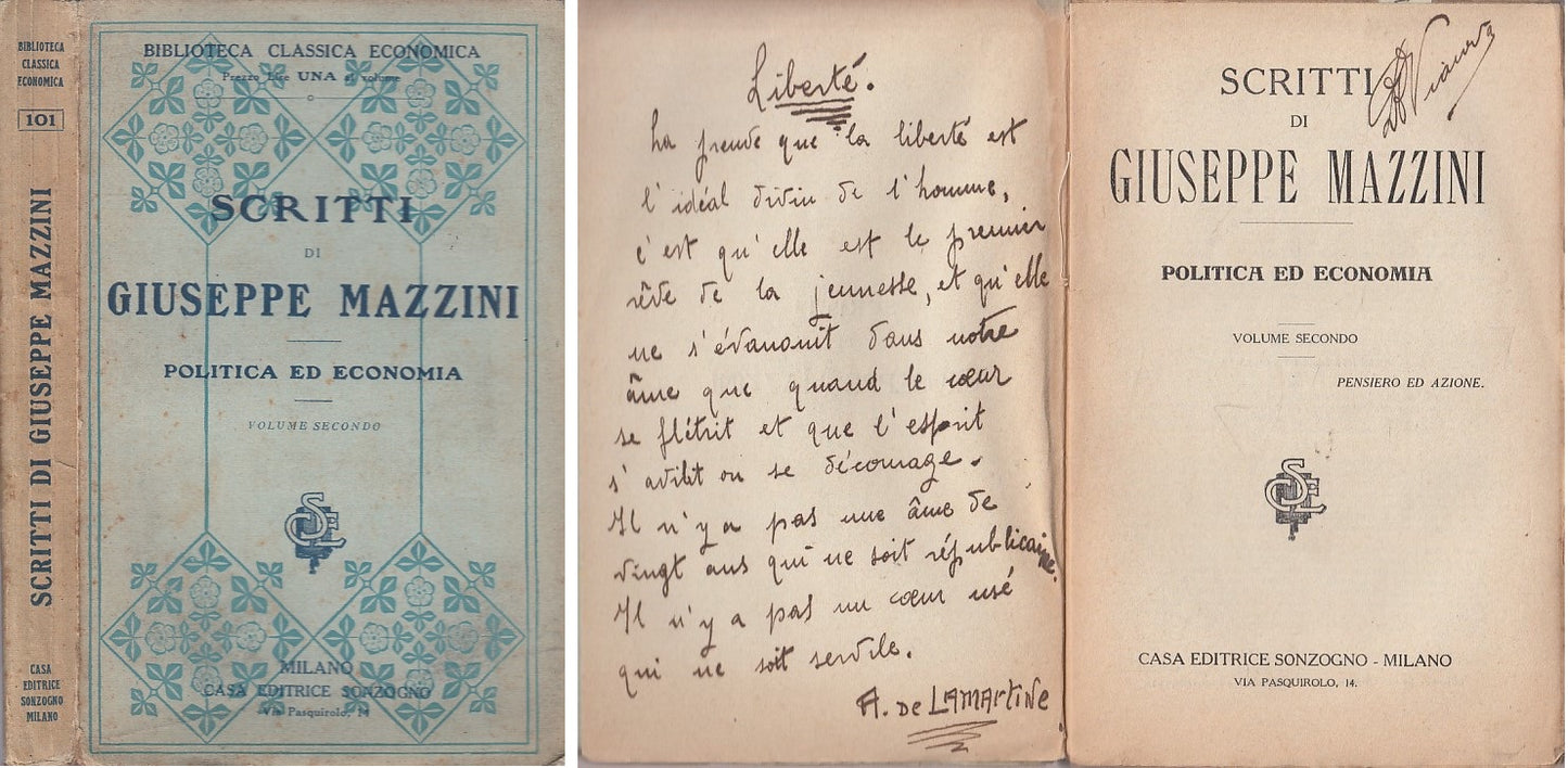 LS- SCRITTI DI GIUSEPPE MAZZINI ECONOMIA VOL.2 -- SONZOGNO --- 1900 - B - ZDS223