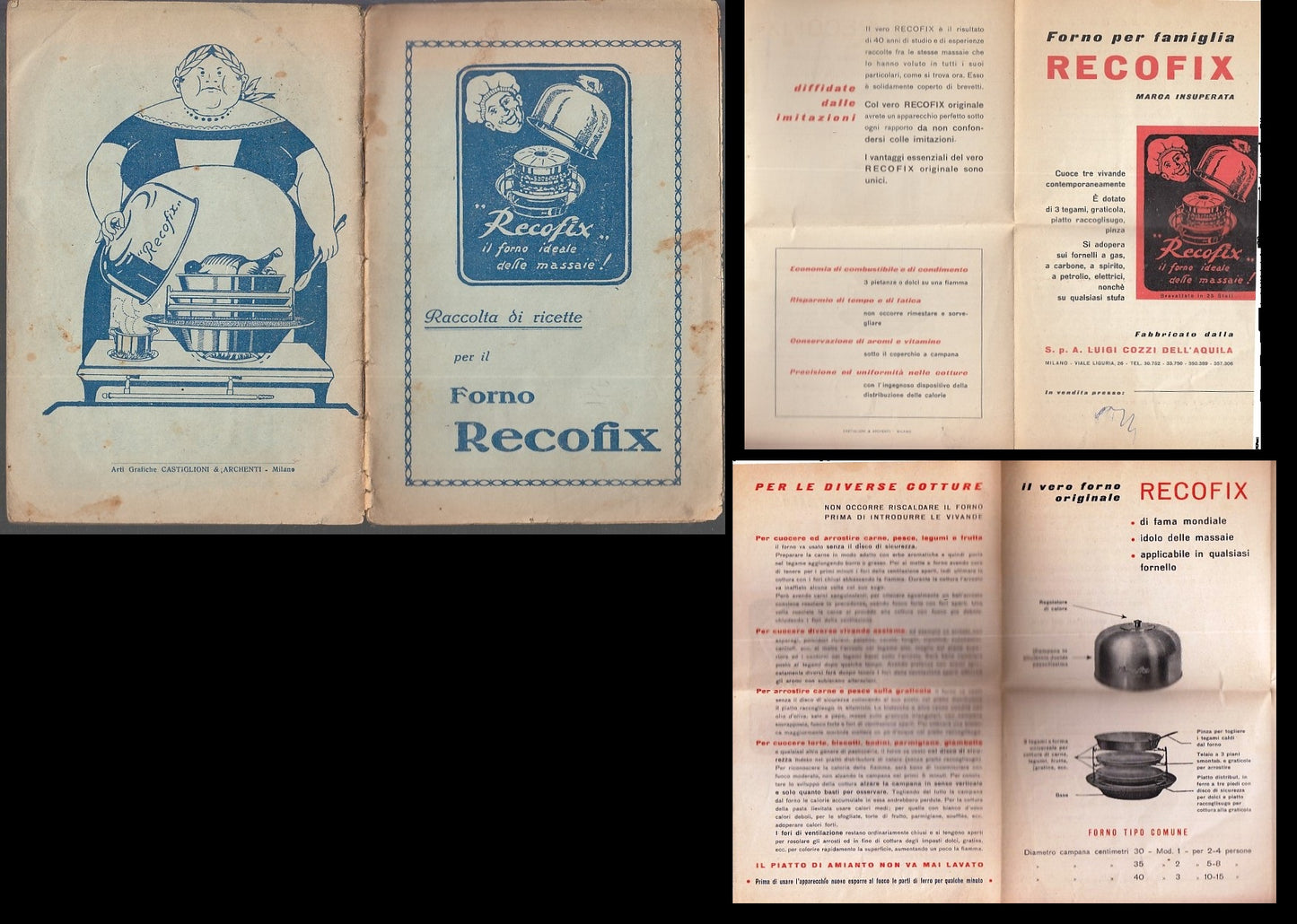 LZ- ISTRUZIONI FORNO RECOFIX + RACCOLTA RICETTE -- MAGENTA--- 1950- S- XDS19