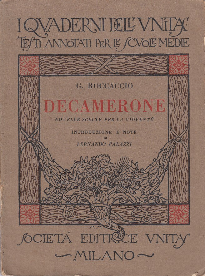 LN- DECAMERONE - GIOVANNI BOCCACCIO - UNITAS MILANO --- 1860 - B - ZDS530