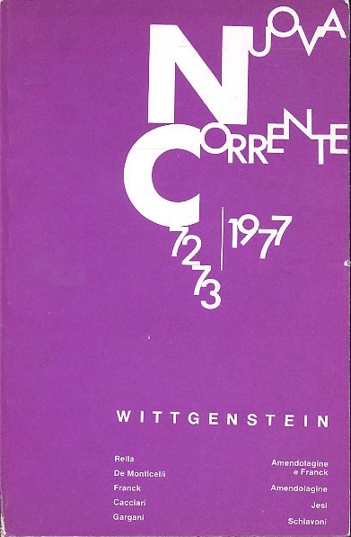LS- RIVISTA NUOVA CORRENTE 72-73/1977 WITTGENSTEIN ----- 1977 - B - XDS20