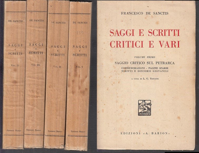 LS- SAGGI E SCRITTI CRITICI E VARI 4 VOL - DE SANCTIS- BARION--- 1936- B- XDS23