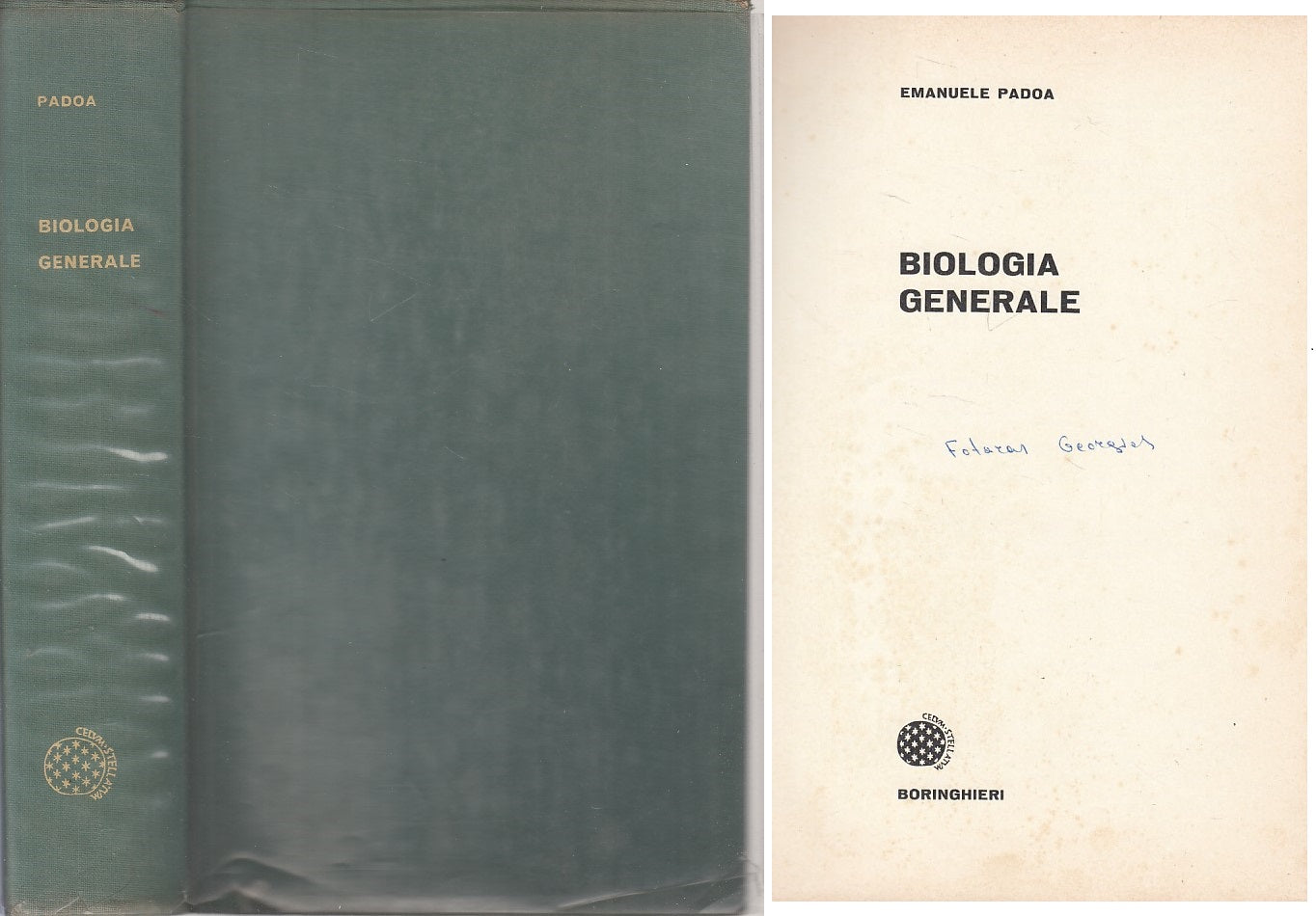 LZ- BIOLOGIA GENERALE - EMANUELE PADOA - BORINGHIERI --- 1972 - CS - YFS604