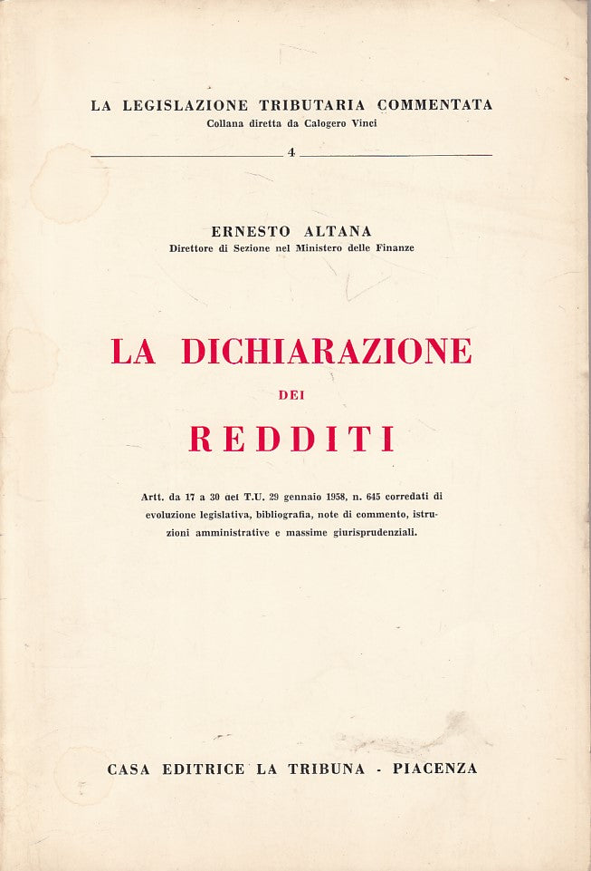 LZ- LA DICHIARAZIONE DEI REDDITI - ALTANA - LA TRIBUNA --- 1966 - B - ZFS458