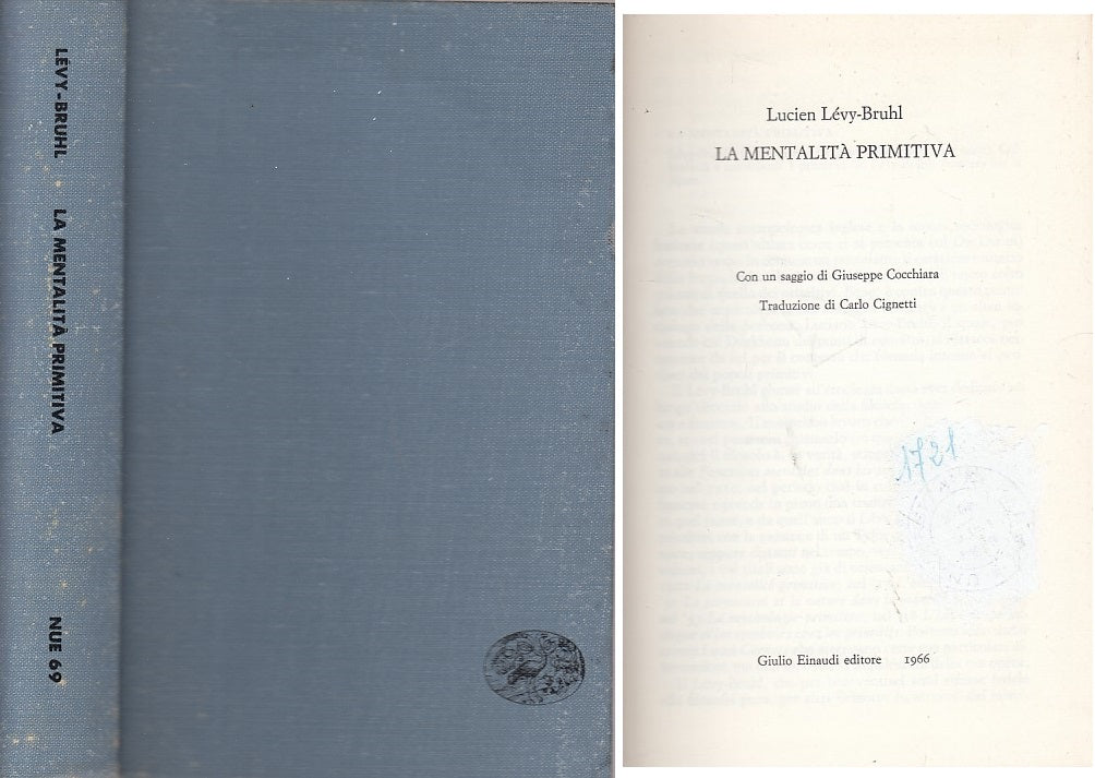 LS- LA MENTALITA' PRIMITIVA - LEVY BRUHL - EINAUDI --- 1966 - C - ZFS486