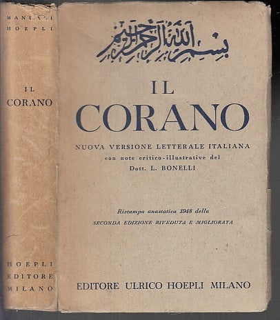 LD- IL CORANO - BONELLI - ULRICO HOEPLI --- 1940 - B - XFS20