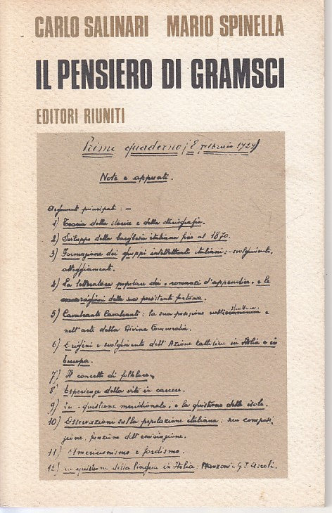 LS- IL PENSIERO DI GRAMSCI - SALINARI SPINELLA - RIUNITI --- 1975 - B - YFS33