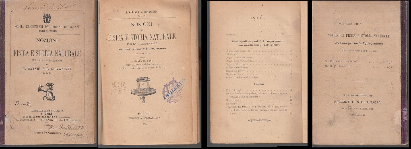 LH- NOZIONI DI FISICA NATURALE PER LA 5a - CATANI GIOVANOZZI --- 1889- C- XFS41
