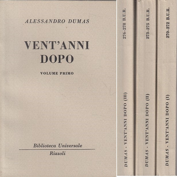 LN- VENT'ANNI DOPO 3 VOL. - DUMAS - RIZZOLI - BUR -- 1951 - B - ZFS425