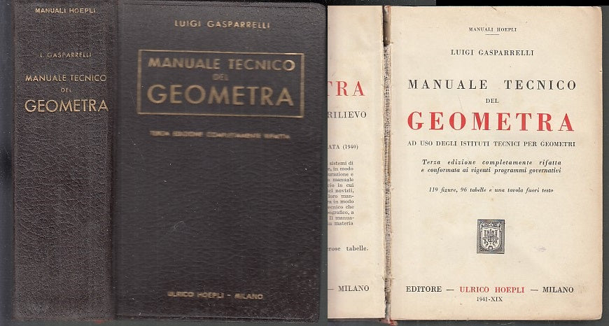 LZ- MANUALE TECNICO DEL GEOMETRA - GASPARRELLI - HOEPLI-- 3a ED.- 1941- C- XFS48