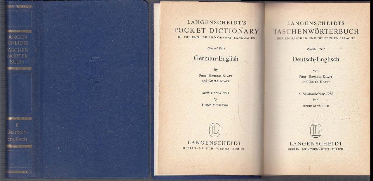 LZ- LANGENSCHEIDS TASCHEN WORTER BUCH DEUTSCH ENGLISH ----- 1973- B- YFS146
