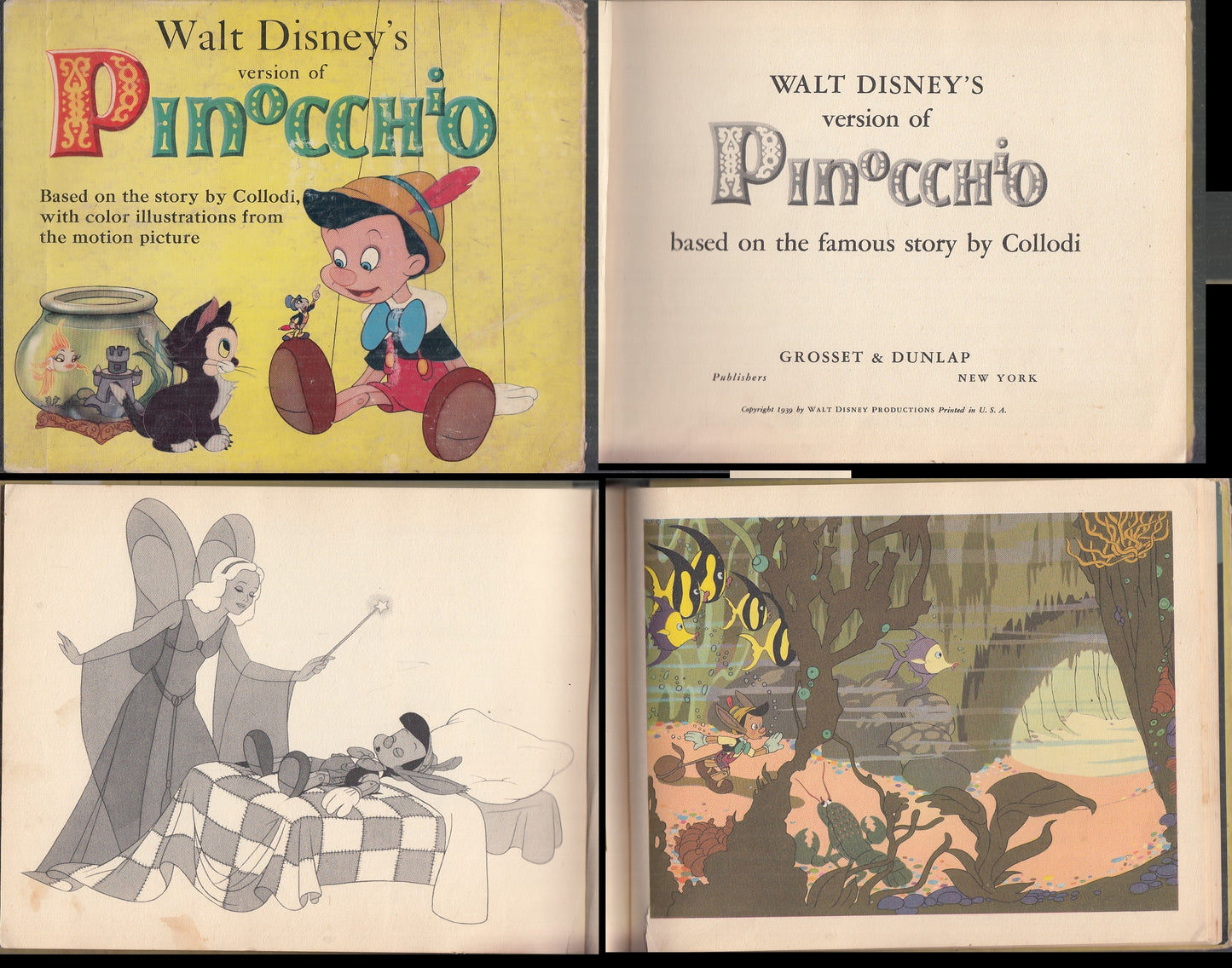 LB- WALT DISNEY'S VERSION OF PINOCCHIO INGLESE-- GROSSET DUNLAP-- 1939- C- XFS58