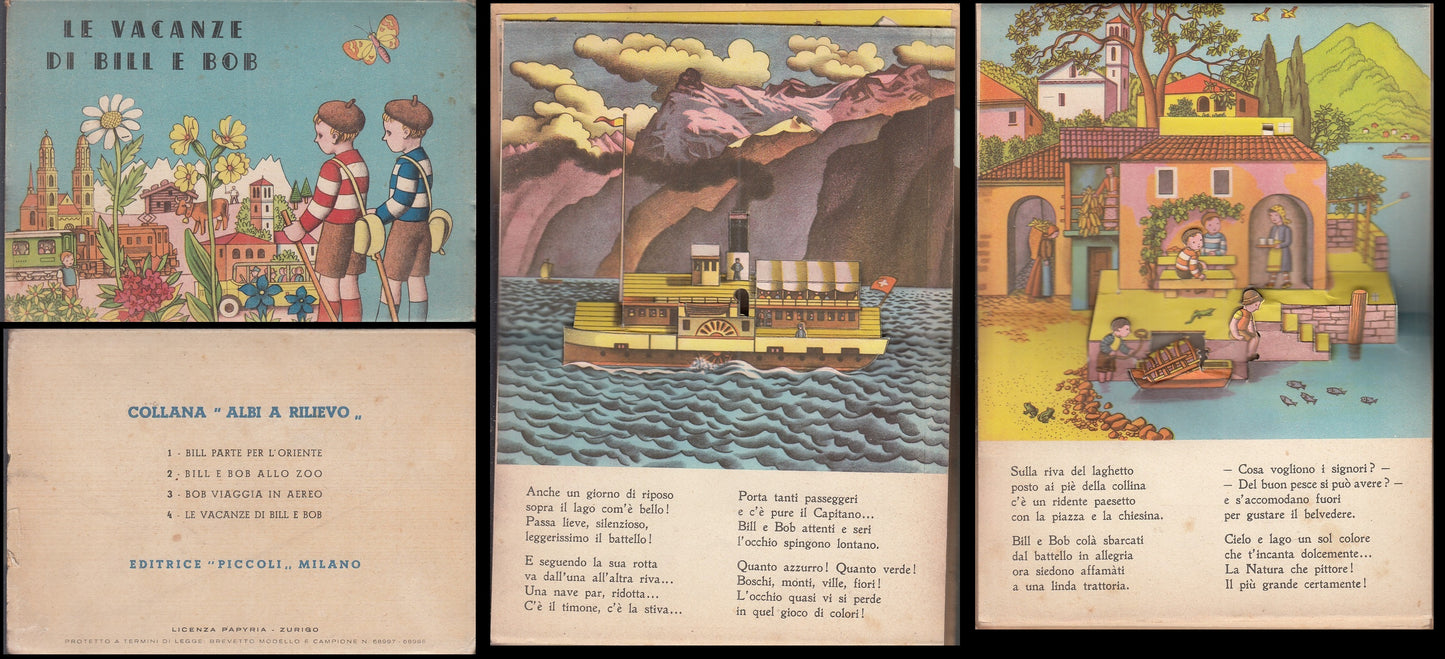 LB- LE VACANZE DI BILL E BOB LIBRO POP-UP -- PICCOLI PAPYRIA --- 1950 - B- XFS58