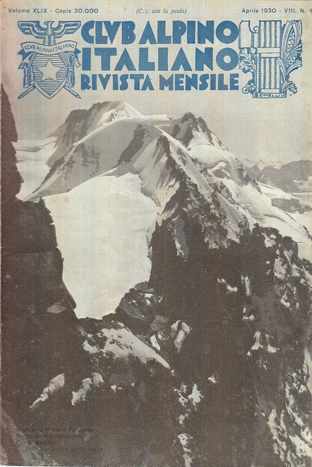 LR- LE ALPI RIVISTA MENSILE VOL.XLIX N.3 ANNO VIII -- CAI --- 1930 - B - XFS46