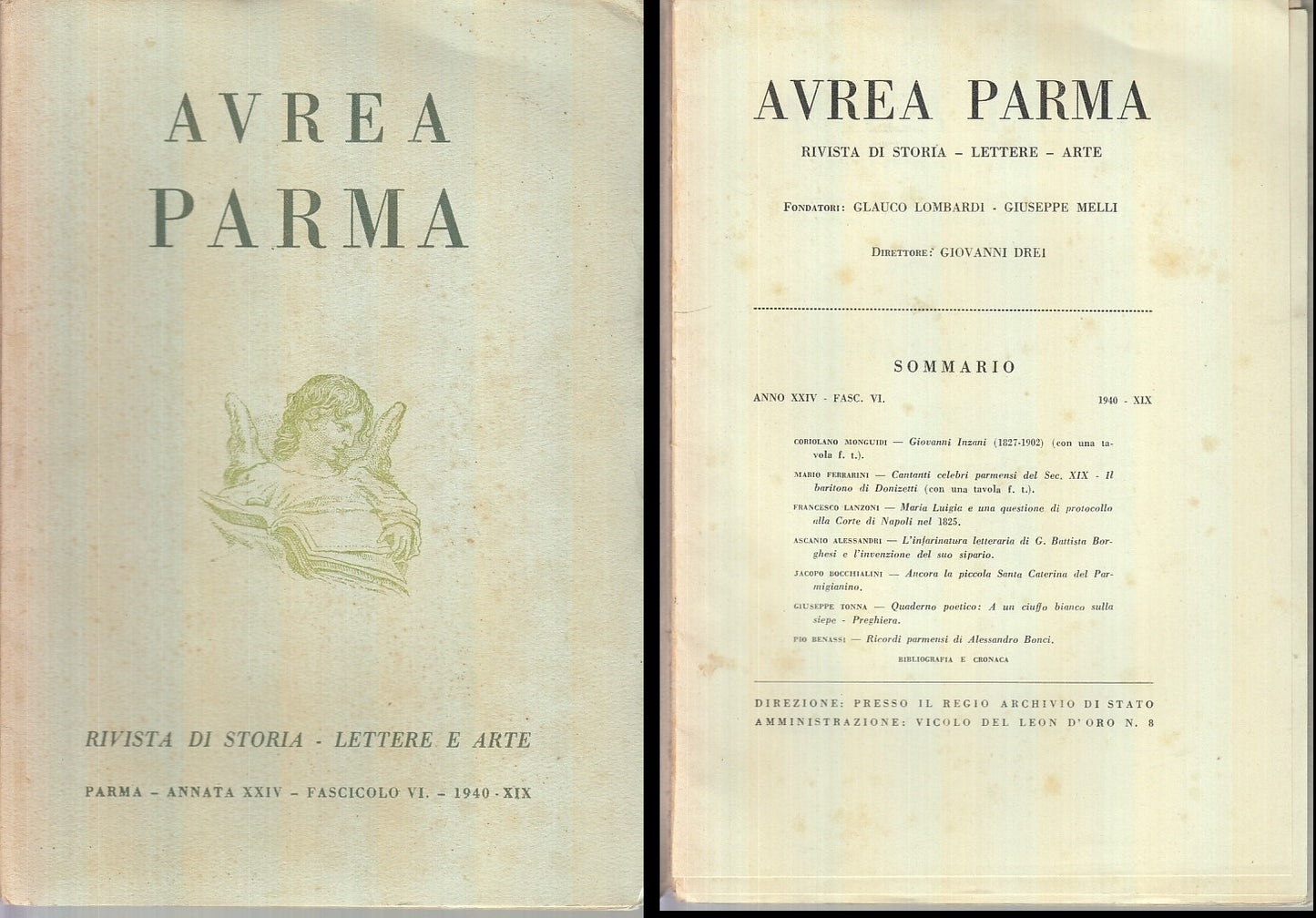 LR- RIVISTA AUREA PARMA ANNO XXIV FASC. 6 -- BODONIANA --- 1940 - B - XFS55