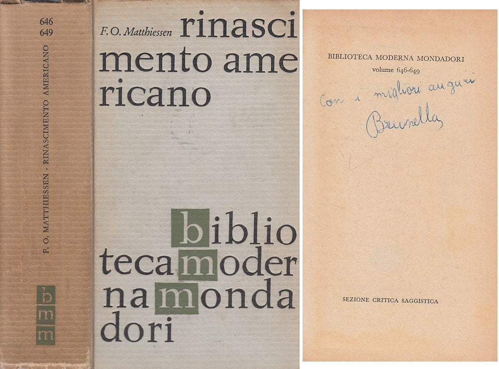 LS- RINASCIMENTO AMERICANO - MATTHIESSEN - MONDADORI --- 1961 - C - YFS499