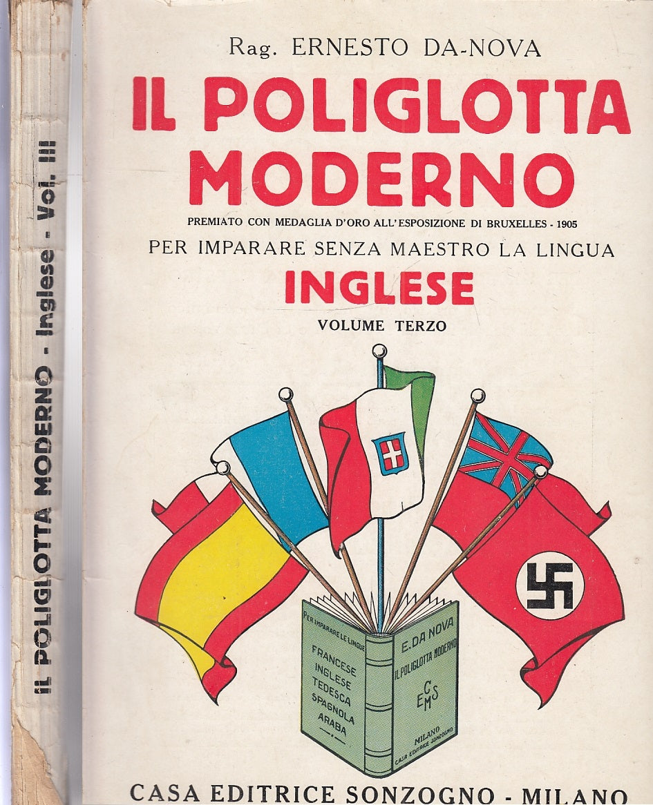 LZ- IL POLIGLOTTA MODERNO INGLESE VOL. TERZO- DA NOVA- SONZOGNO--- 1938- B- XFS6