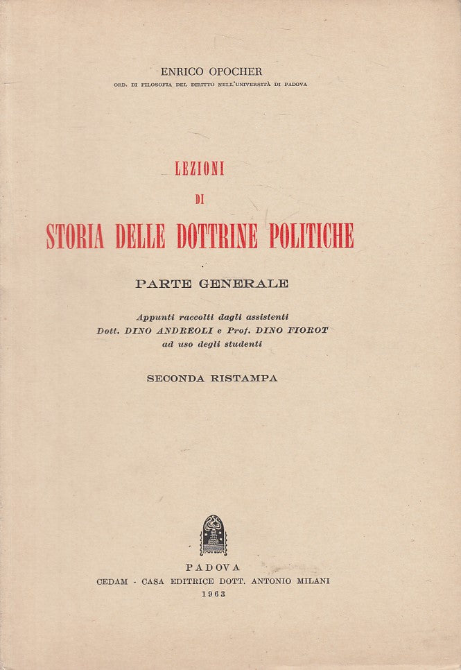 LS- LEZIONI STORIA DOTTRINE POLITICHE PARTE GENERALE-- CEDAM--- 1963 - B - YFS39