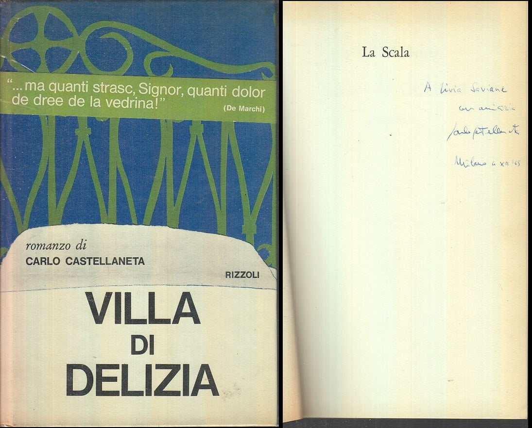 LN- VILLA DI DELIZIA AUTOGRAFO AUTORE - CASTELLANETA- RIZZOLI--- 1965- C- ZFS319