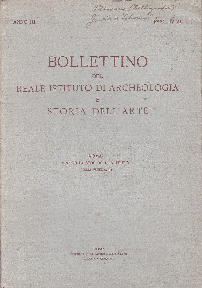LS- BOLLETTINO REALE ISTITUTO ARCHEOLOGIA E ARTE -- ROMA --- 1929 - B - ZFS633
