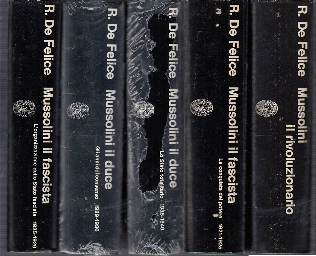 LS- MUSSOLINI 5 VOLUMI FASCISTA DUCE- RENZO DE FELICE- EINAUDI--- 1966- CS-MLT4