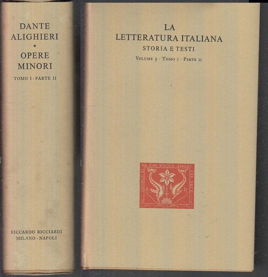 LN- DANTE ALIGHIERI OPERE MINORI TESTI -- RICCARDO RICCIARDI --- 1988- CS- XFS60