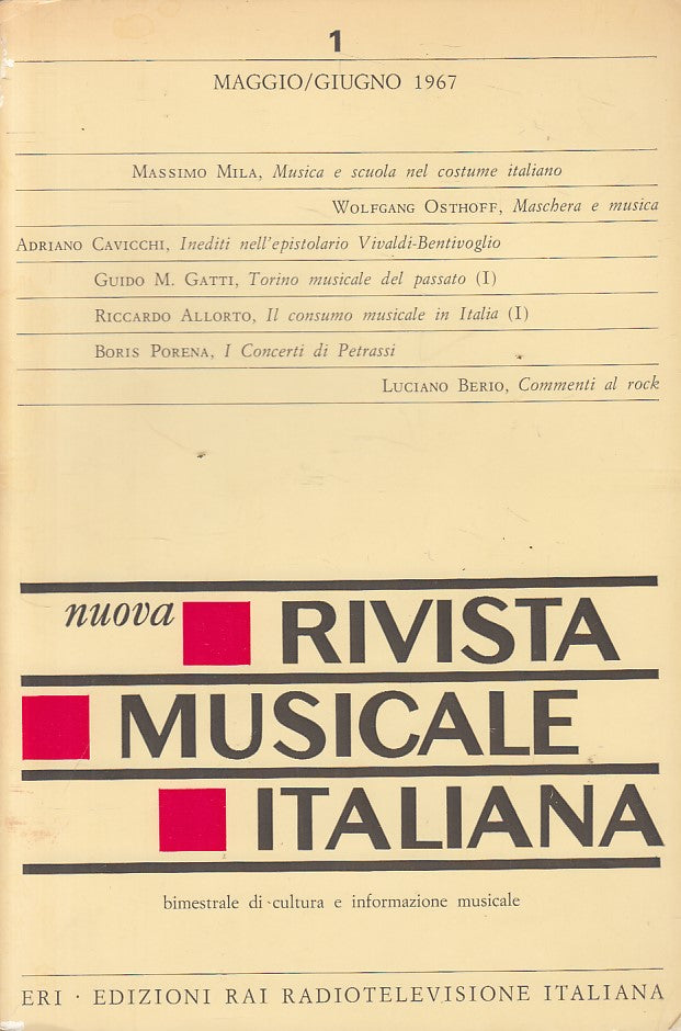 LS- NUOVA RIVISTA MUSICALE ITALIANA N.1 -- ERI --- 1967 - B - ZFS479