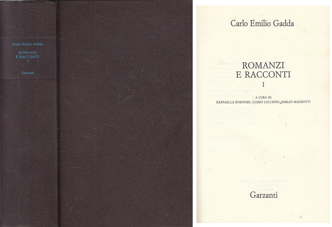 LN- RACCONTI E ROMANZI N.1 - GADDA - GARZANTI -- 1a ED. - 1988 - C - ZFS32