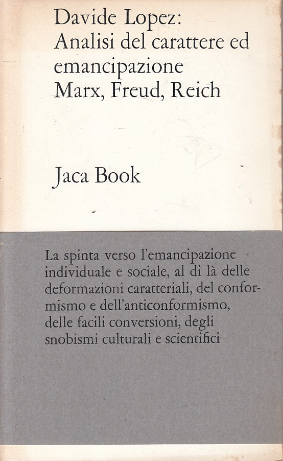 LS- ANALISI DEL CARATTERE ED EMANCIPAZIONE -- JACA BOOK --- 1970 - B - ZFS546