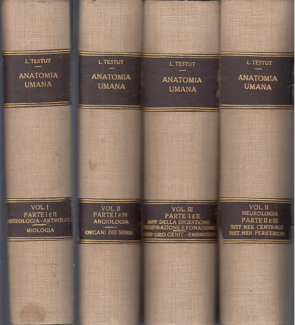 LH- TRATTATO DI ANATOMIA UMANA 4 TOMI I,II,III - TESTUT- UTET--- 1894- C- ZFS319