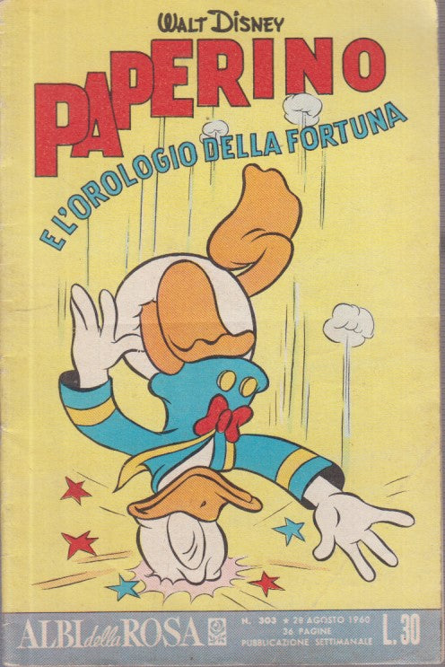 FD- ALBI DELLA ROSA N.303 PAPERINO E L'OROLOGIO-- DISNEY MONDADORI- 1960- S- RCX