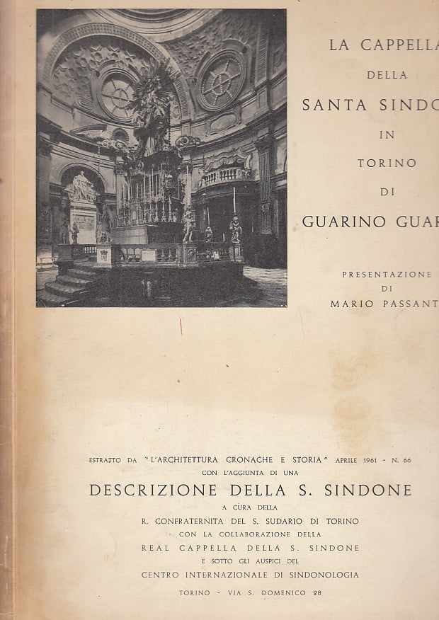 LT- LA CAPPELLA DELLA SANTA SINDONE IN TORINO GUARINO GUARINI----- 1961- B-YFS57