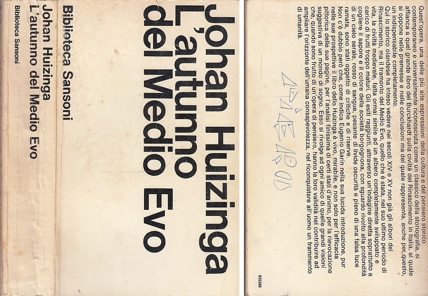 LS- L'AUTUNNO DEL MEDIO EVO - JOHAN HUIZINGA - SANSONI --- 1966- B- ZFS204