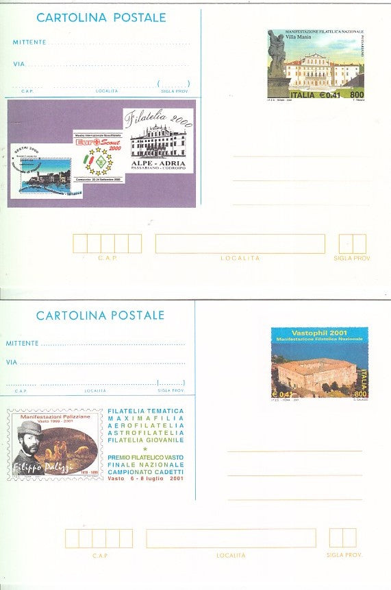 CC- 2 CARTOLINE POSTALI MANIFESTAZIONE FILATELICA VASTOPHIL MANIN - XFS65 RFX33